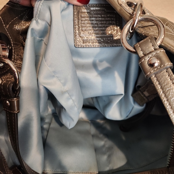 Vintage Y2K COACH Alex Patent Leather Op Art Shoulder Handbag Tote - Picture 5 of 14